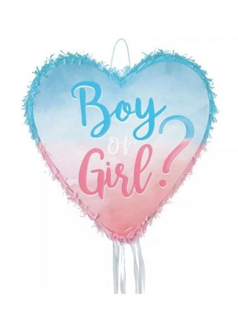 Heart-Shaped Gender Reveal Pinata - Pink and Blue